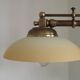 2 Light French Mid Century Extendable Billiard Light In Brass Wood & Glass