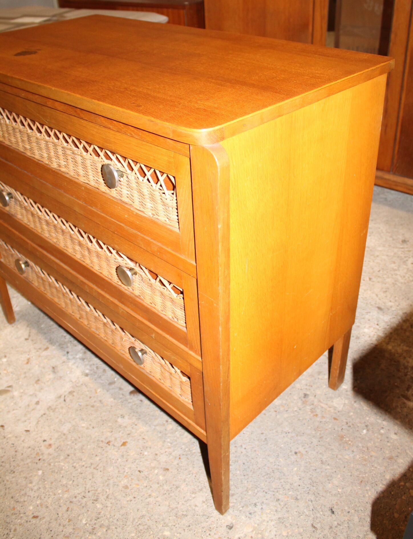 Vintage wicker chest of drawers