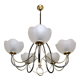 Lustre italien gris et doré verre dépoli fleur