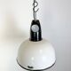 Industrial soviet white enamel pendant lamp, 1960s