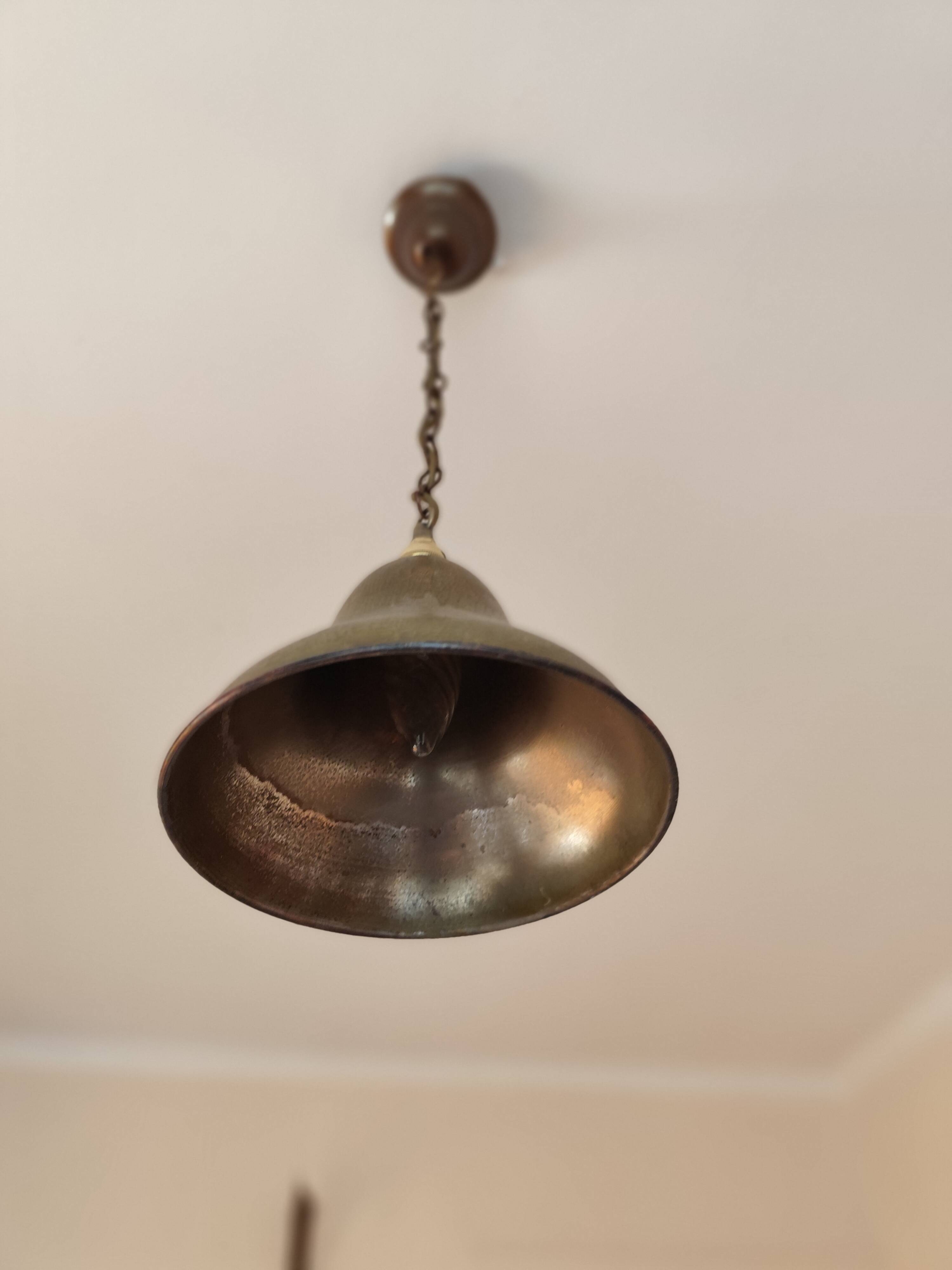 Suspension  abat-jour en laiton - lustre cloche métal bronzé