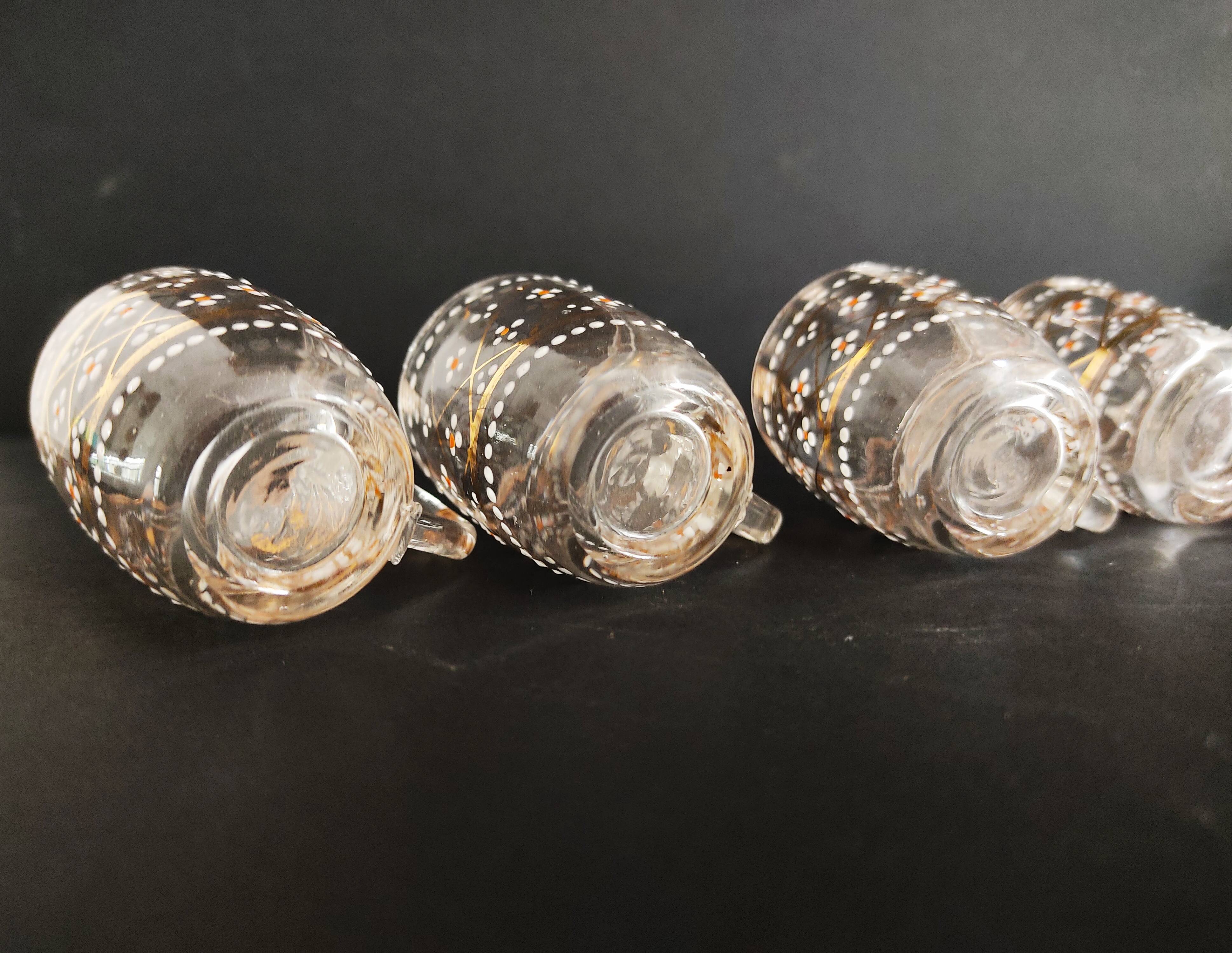 19th carafe liqueur service and 7 glasses