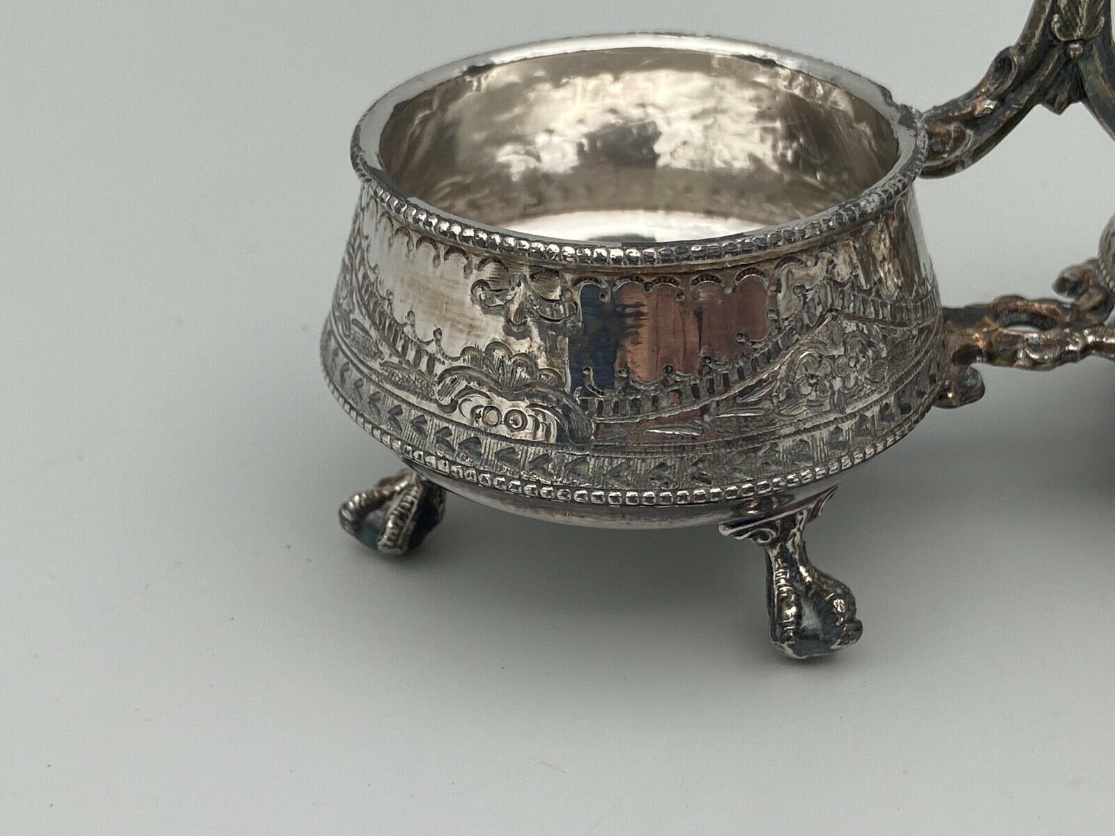 Saliere pepper metal silver Louis XV-XVl style rich ornamentation