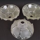 Signed ezan france frosted glass icicle shades set of 3 – art deco lighting
