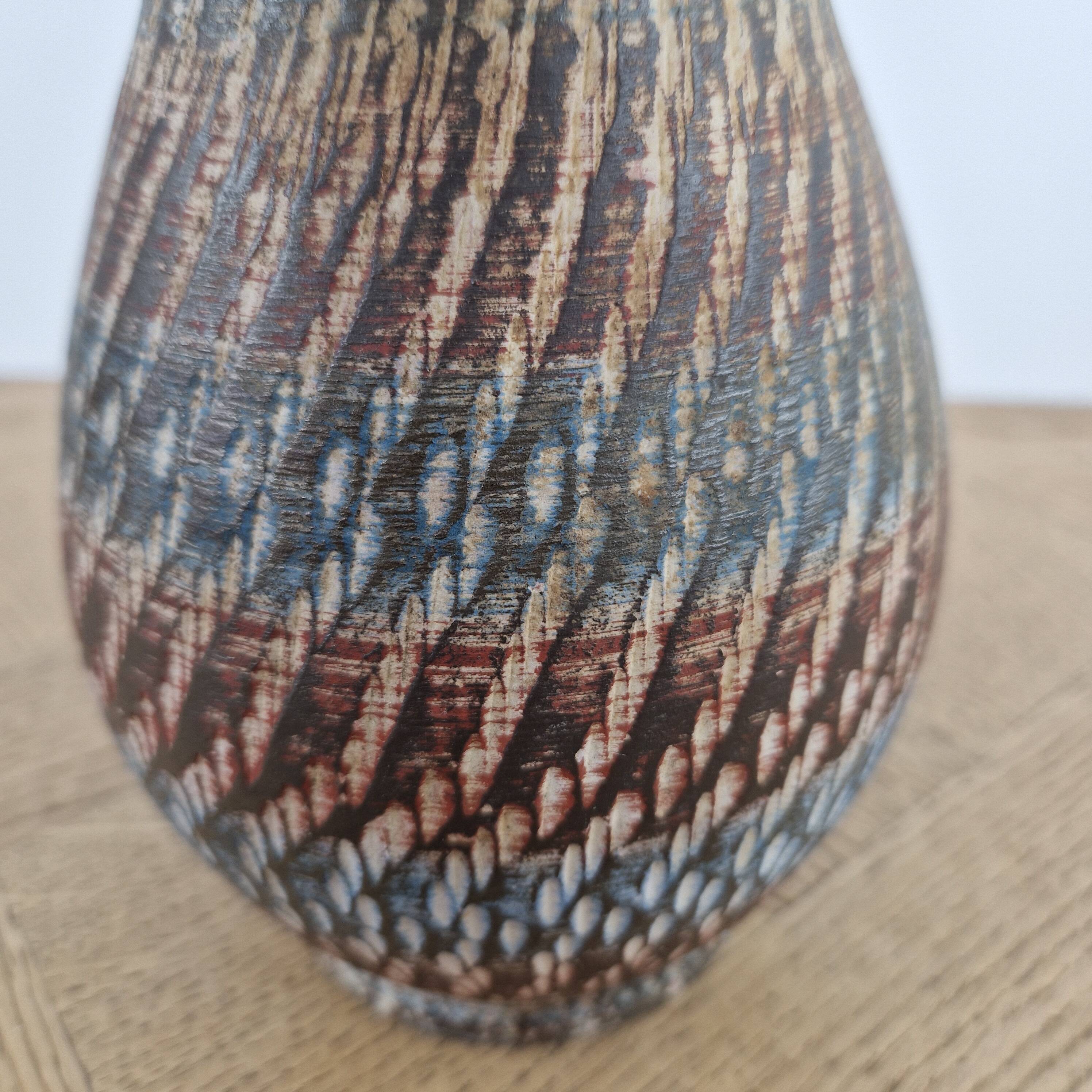 Vase handmade, registered design, Germany, vintage pottery.