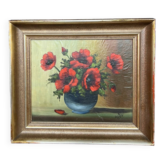 Van dijk. nature morte aux coquelicots.