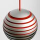 1960s spherical Space Age ceiling lamp with slats made of heavy metal