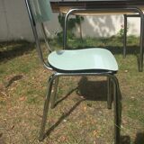 Table and 4 green water formica chairs 60's