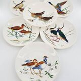 Service modèle oiseaux en faïence polychrome Gien peinte à la main