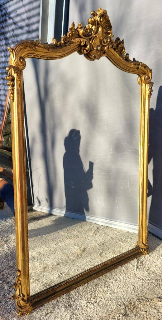 Miroir de cheminée doré XIXe style Louis XV