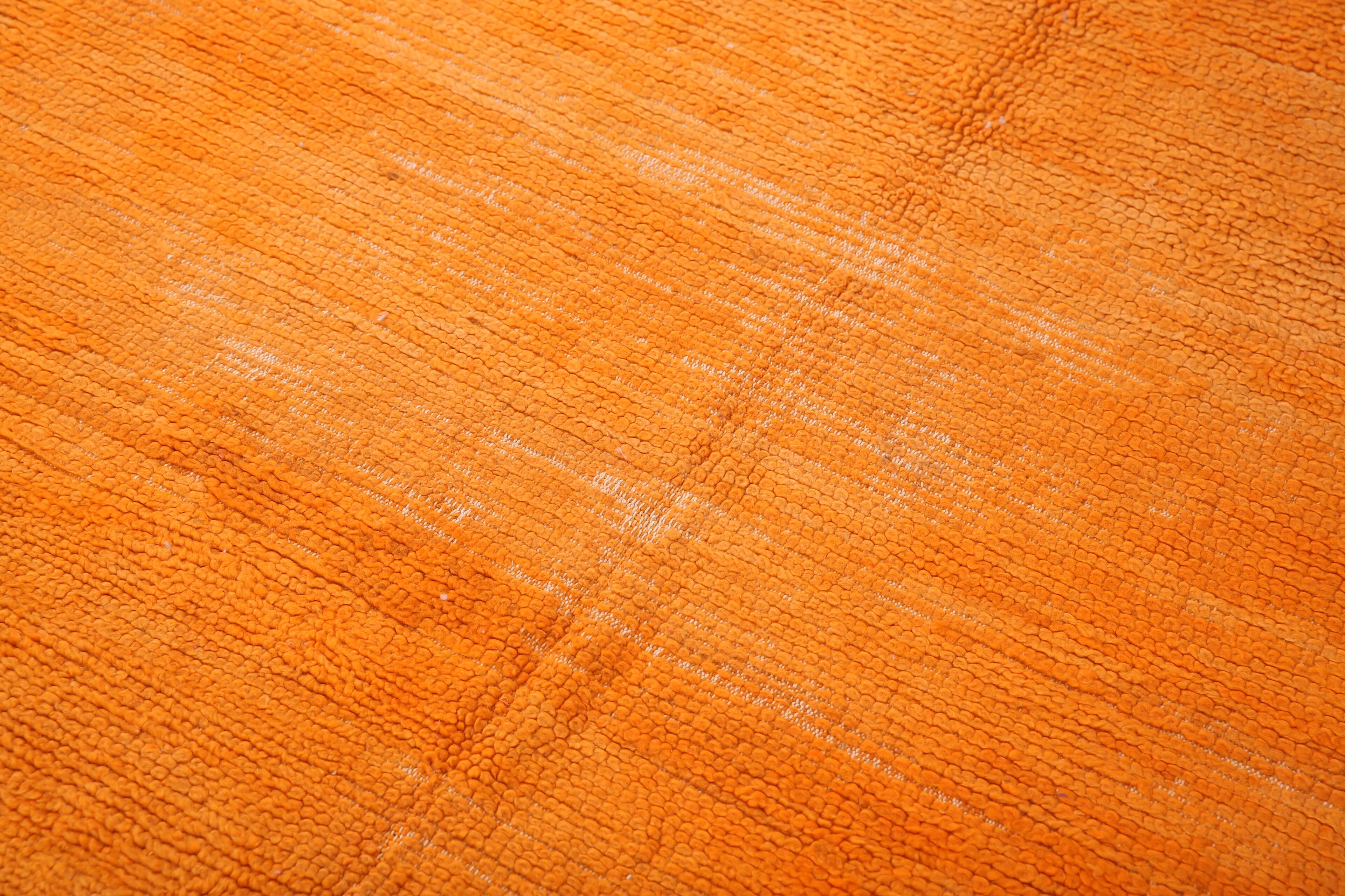 Tapis marocain vintage orange 174 x 255 cm - Tapis en laine berbère - Tapis fait main