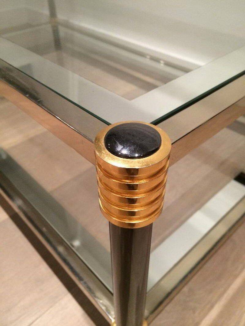 Coffee table with gunmetal patina and gilt metal