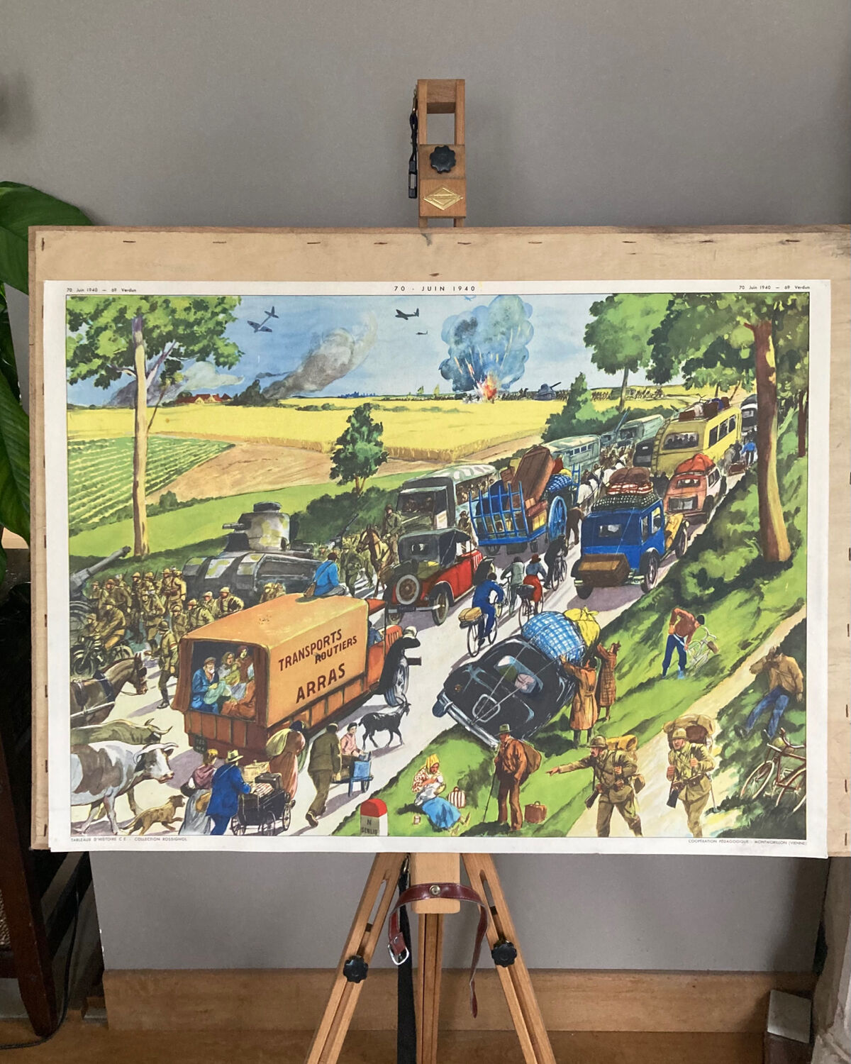 Double-sided school poster signed herouar collection rossignol verdun june 1940