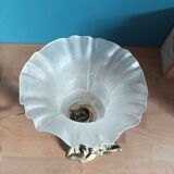 Bedside lamp Angel tulip glass base patinated golden resin