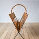 Modernist rattan and metal magazine rack 1970