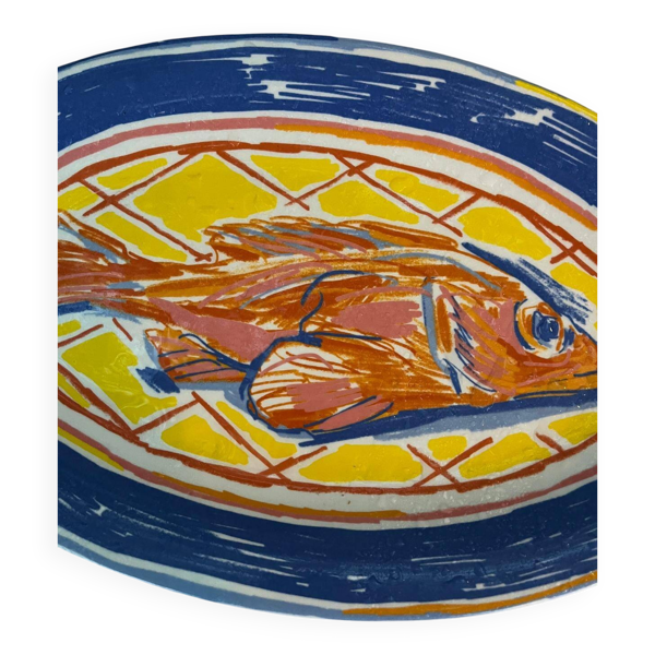 Plat de service poisson Alexandre Benjamin Navet pour Monoprix
