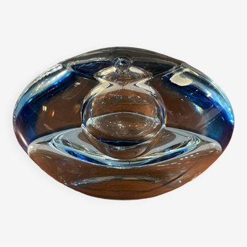 Vase en cristal bleu clair réversible