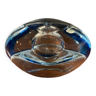 Vase en cristal bleu clair réversible