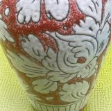 Vase in glazed ceramic decoration of flowers signed below italy - vintage 1950