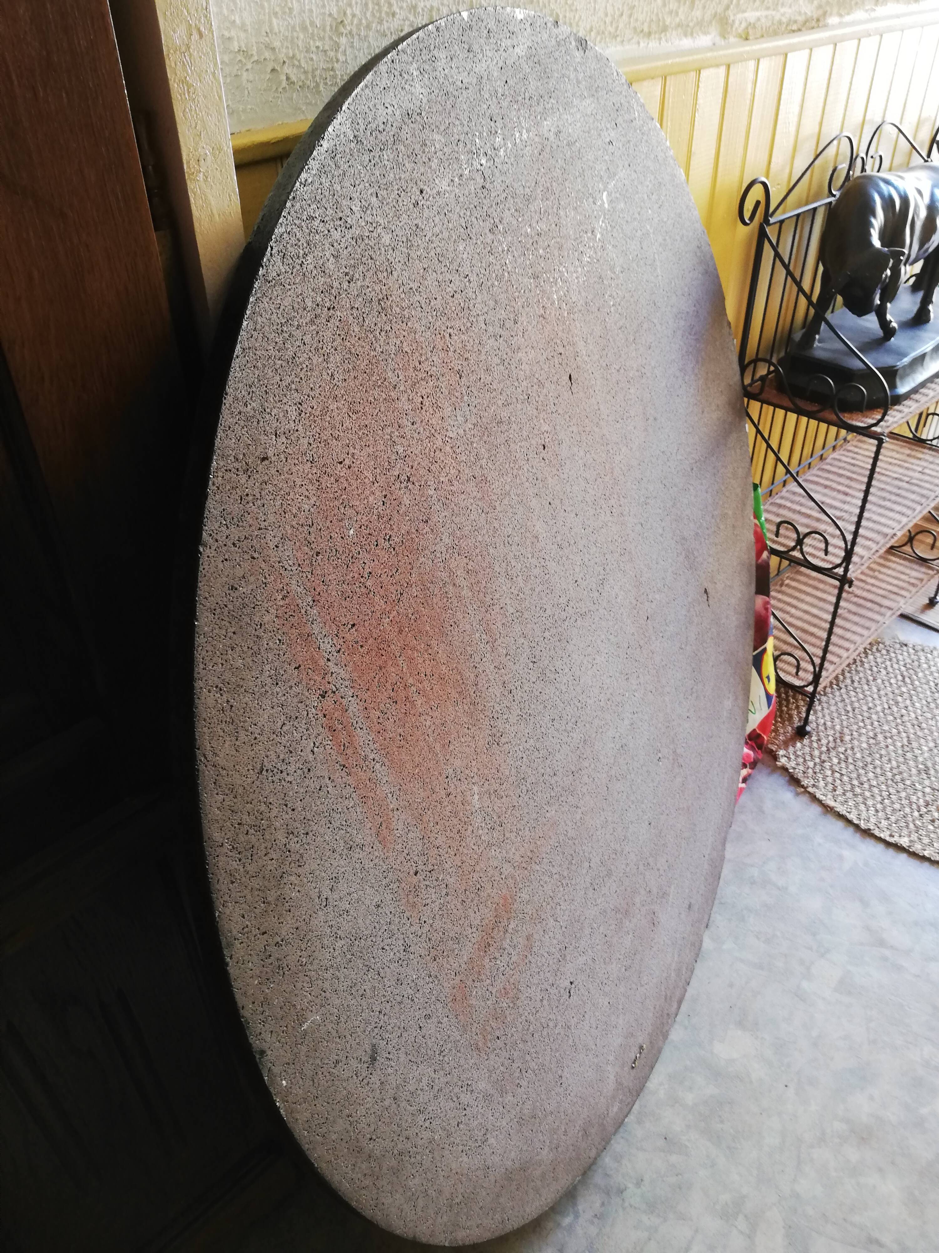Blue enamelled lava stone coffee table