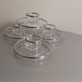 4 acrylic egg cups with silver edging Guzzini vintage 70s
