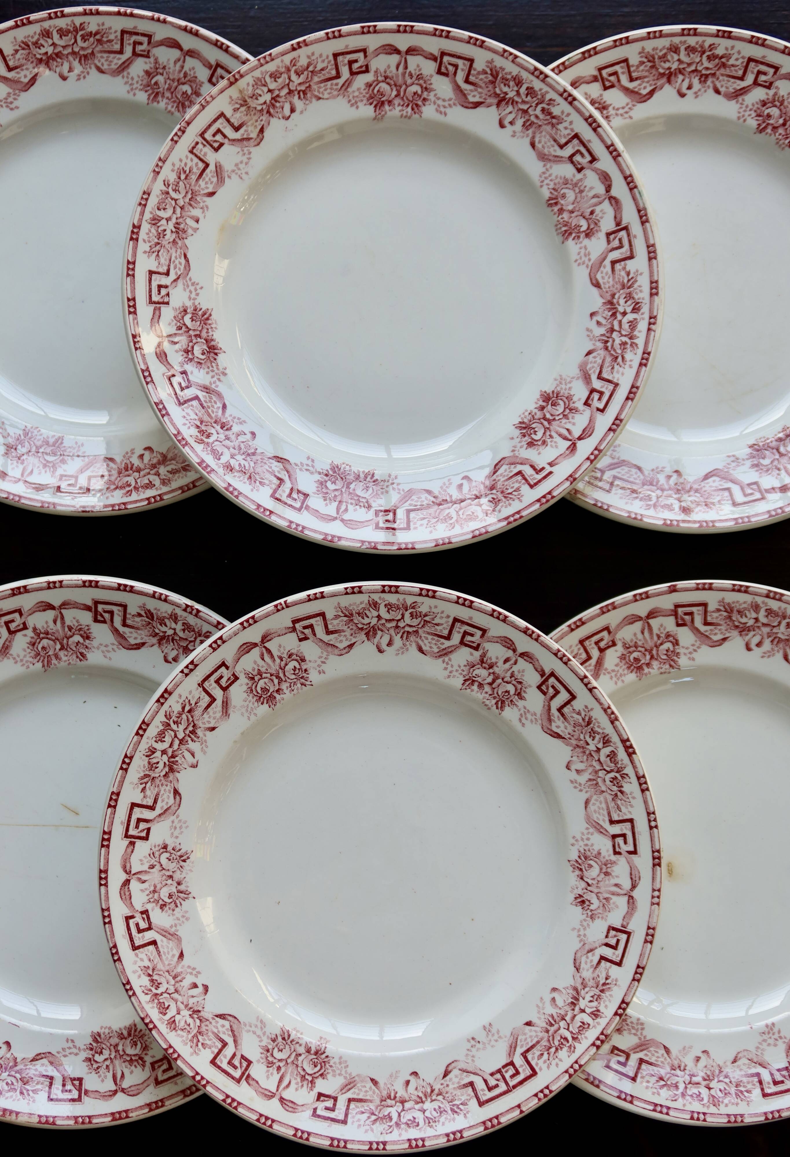 6 vintage ironstone dinner plates - Moulin des Loups - Athens pattern