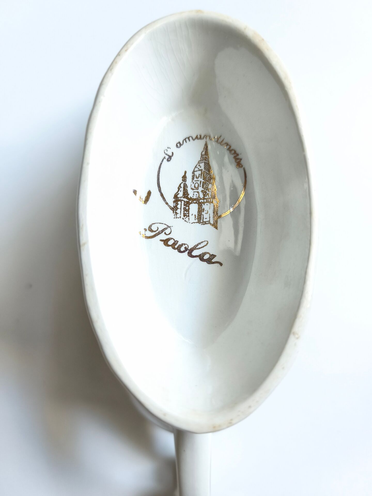 Vintage sauce boat L'Amandinoise model Paola white cream flowers