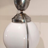 Suspension chandelier vintage globe white circle chrome goes up and down