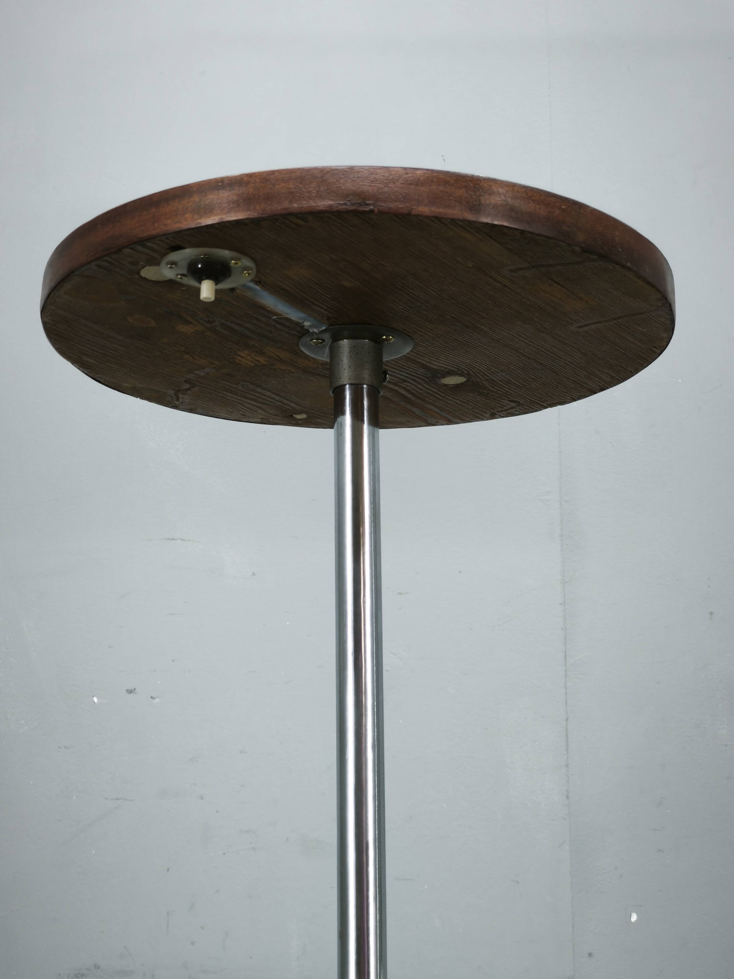 1940s Art Deco Chrome Floor Lamp with Opaline Globe and Side Table
