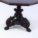Table basse / d'appoint réglable en bois sculpté - Style Henri II - 1900.