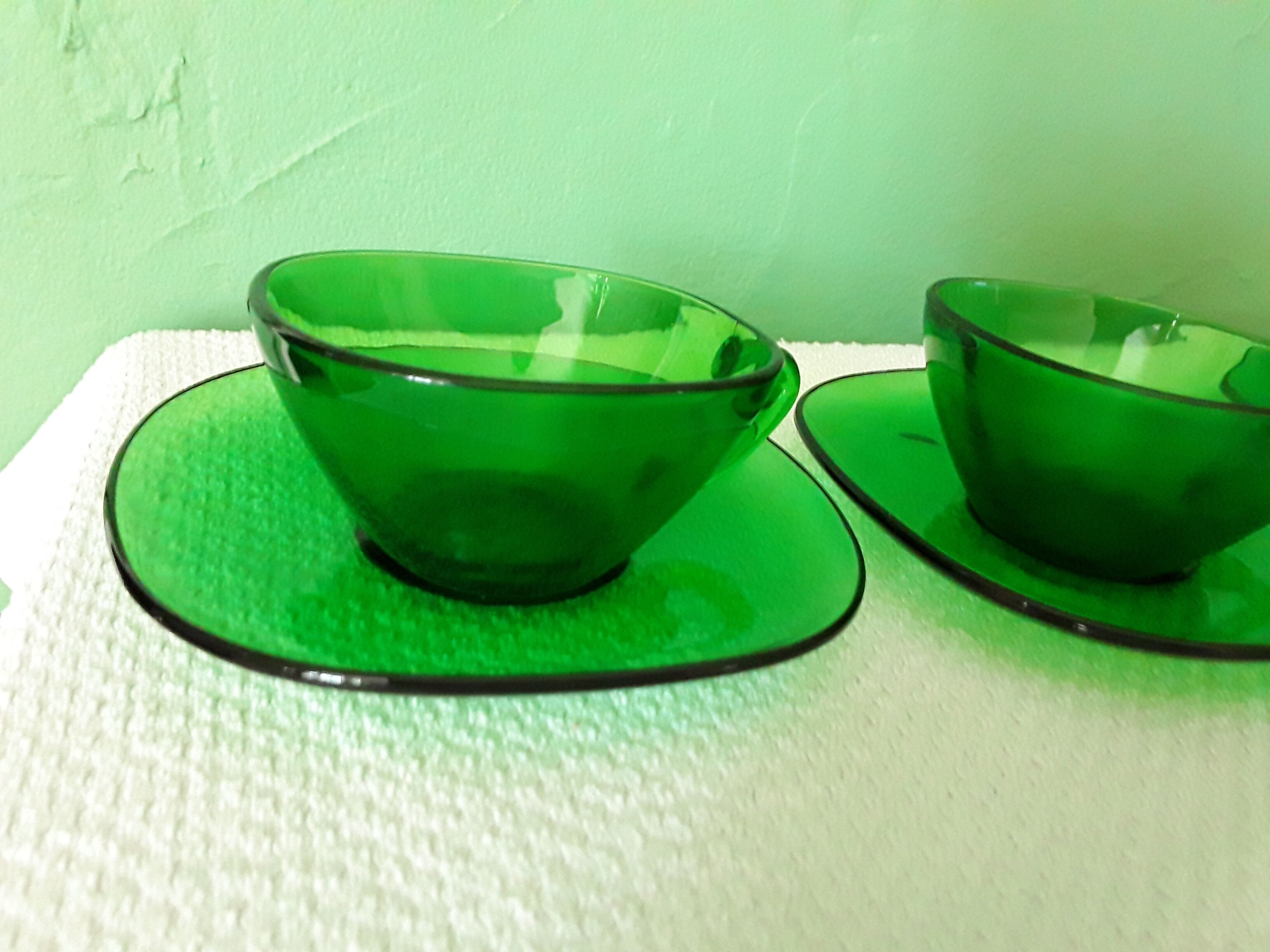 Vintage Vereco cups made of green glass