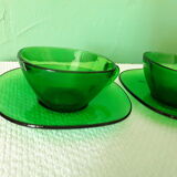 Vintage Vereco cups made of green glass