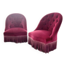 Pair of upholstered toad armchairs - Bordeaux