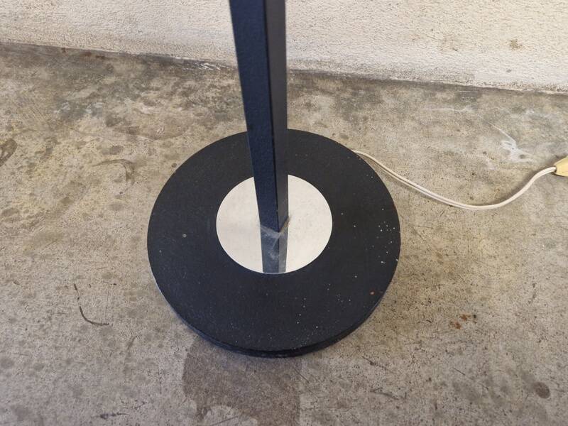 Black lacquered metal 4-light floor lamp - Maison Arlus - Satin glass globe