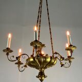 Gilded wood and brass chandelier, Central Europe circa 1900