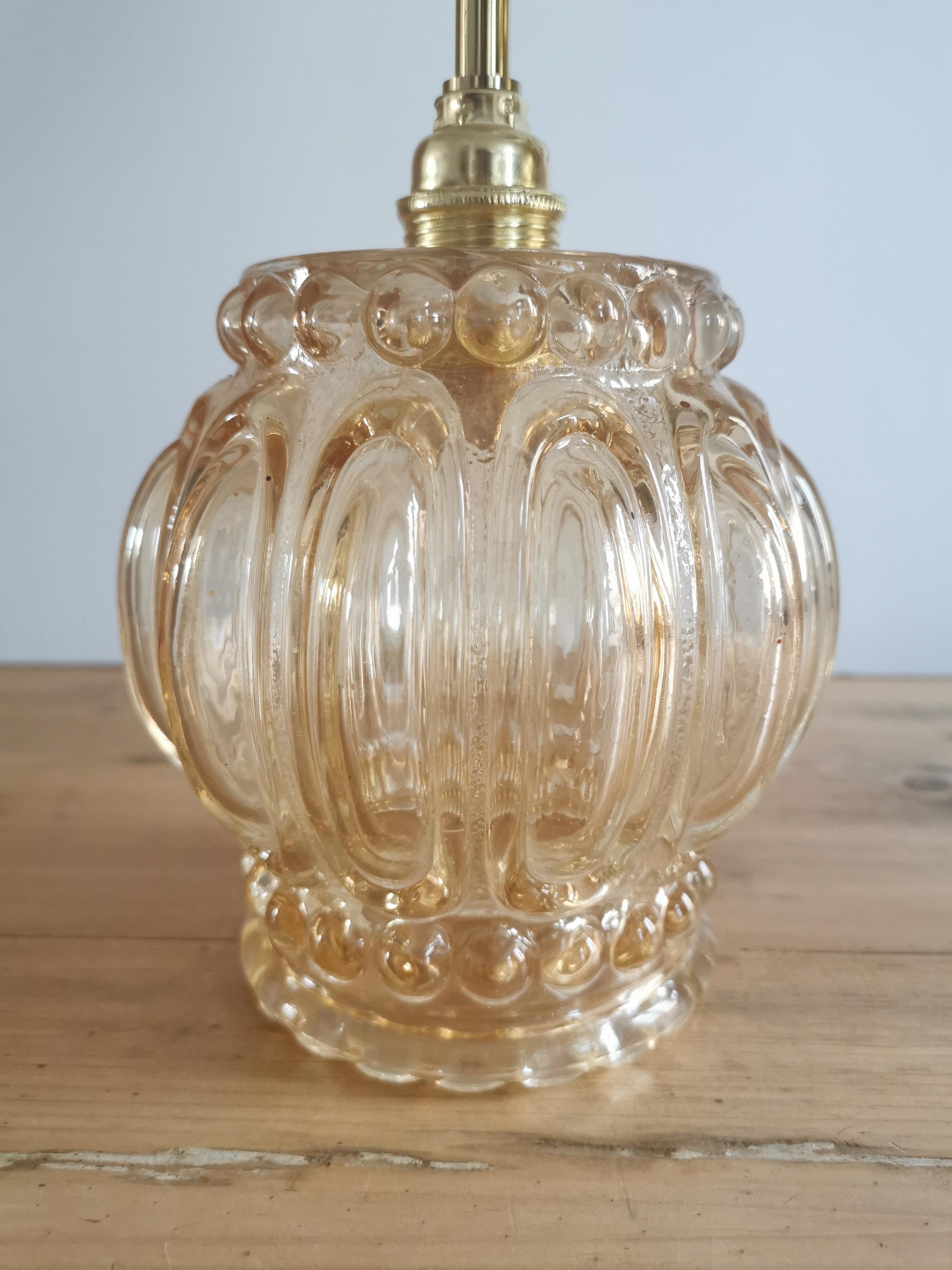 Vintage globe wall lamp in molded glass