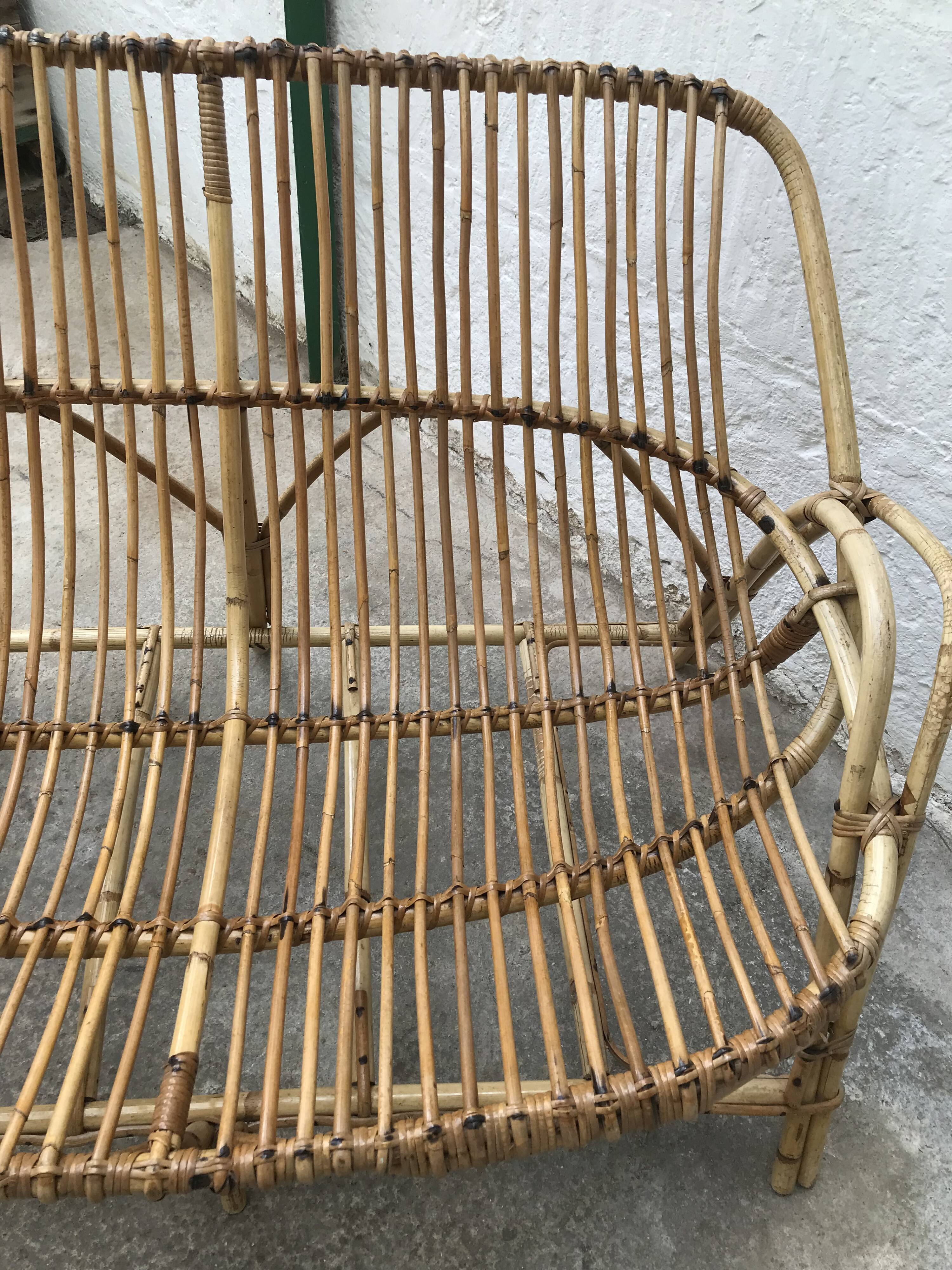 Vintage rattan bench
