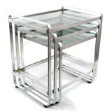 3 Seventies aluminium glass nesting tables