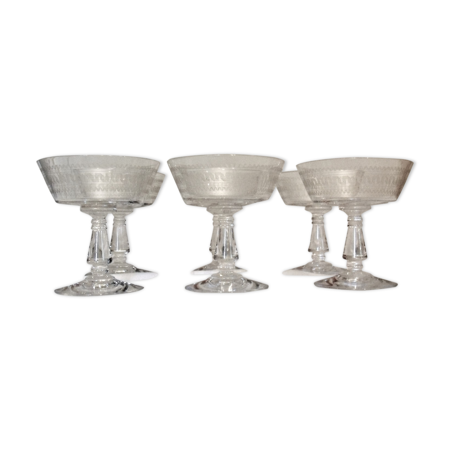 Lot of 6 cups champagne crystal baccarat model greek
