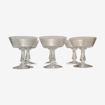 Lot de 6 coupes à champagne cristal de Baccarat modéle grecque