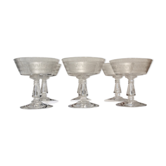 Lot of 6 cups champagne crystal baccarat model greek