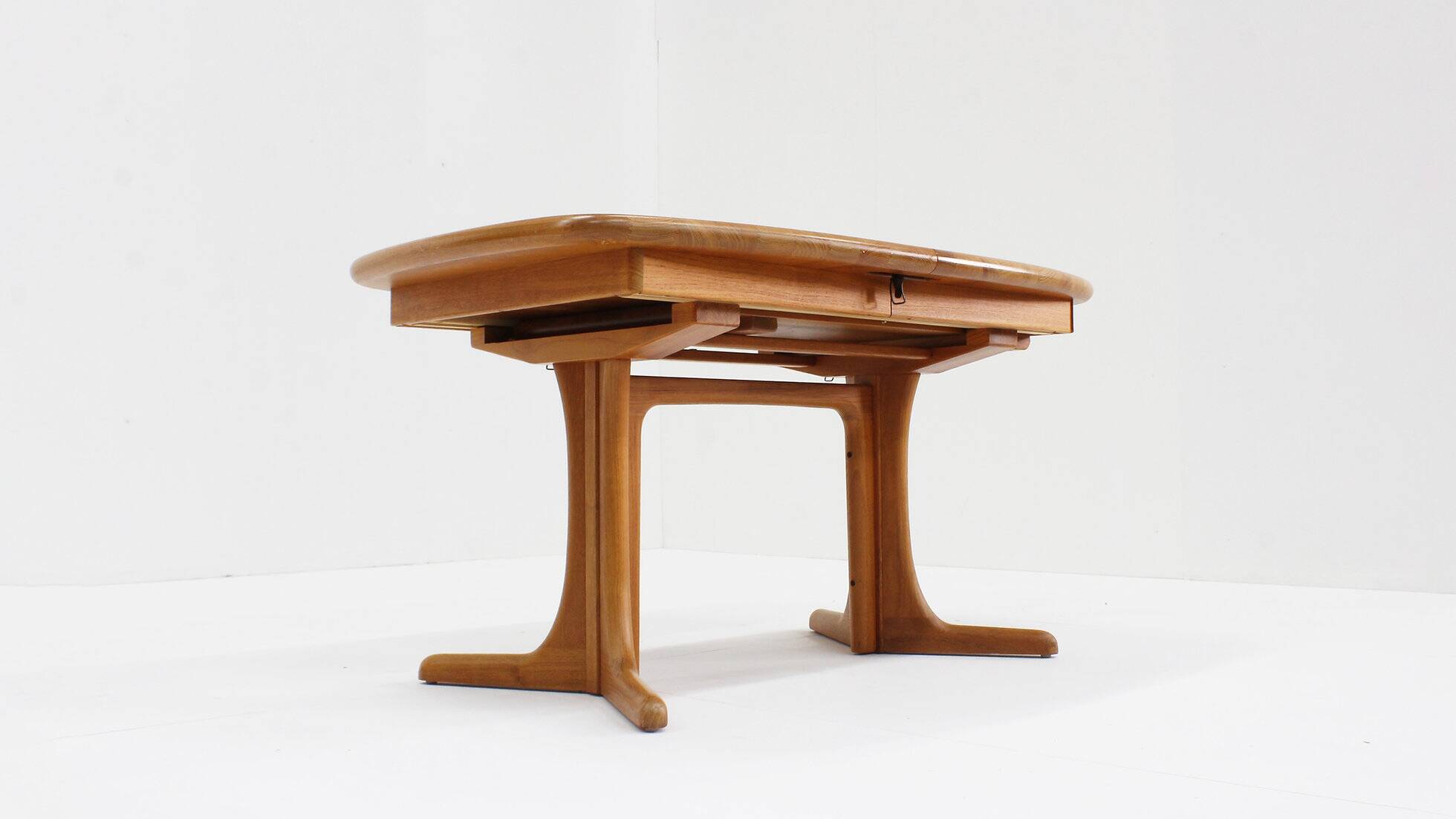 Vintage Danish oval extendable dining table solid teak 1960s