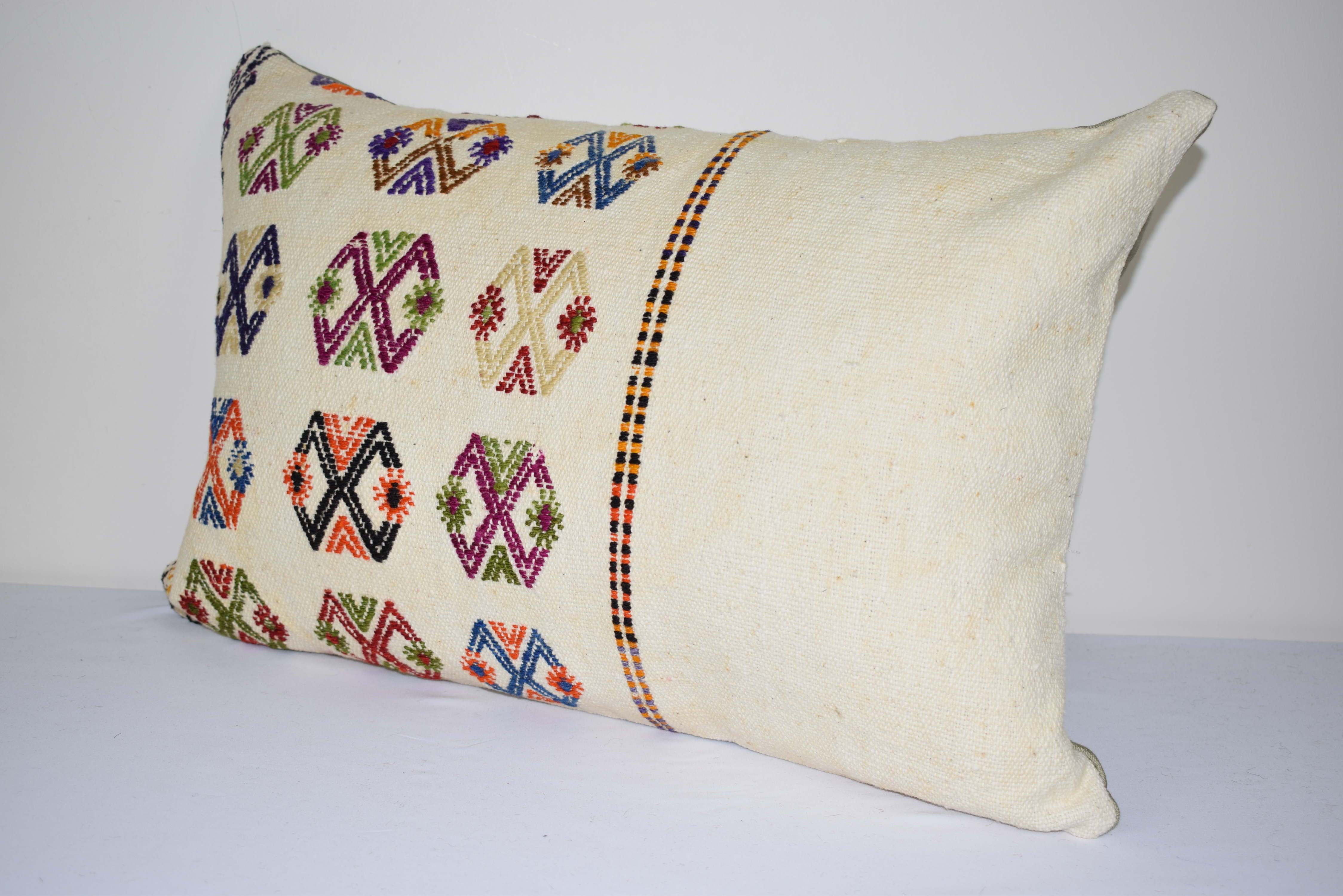 White Turkish Kilim cushion cover
