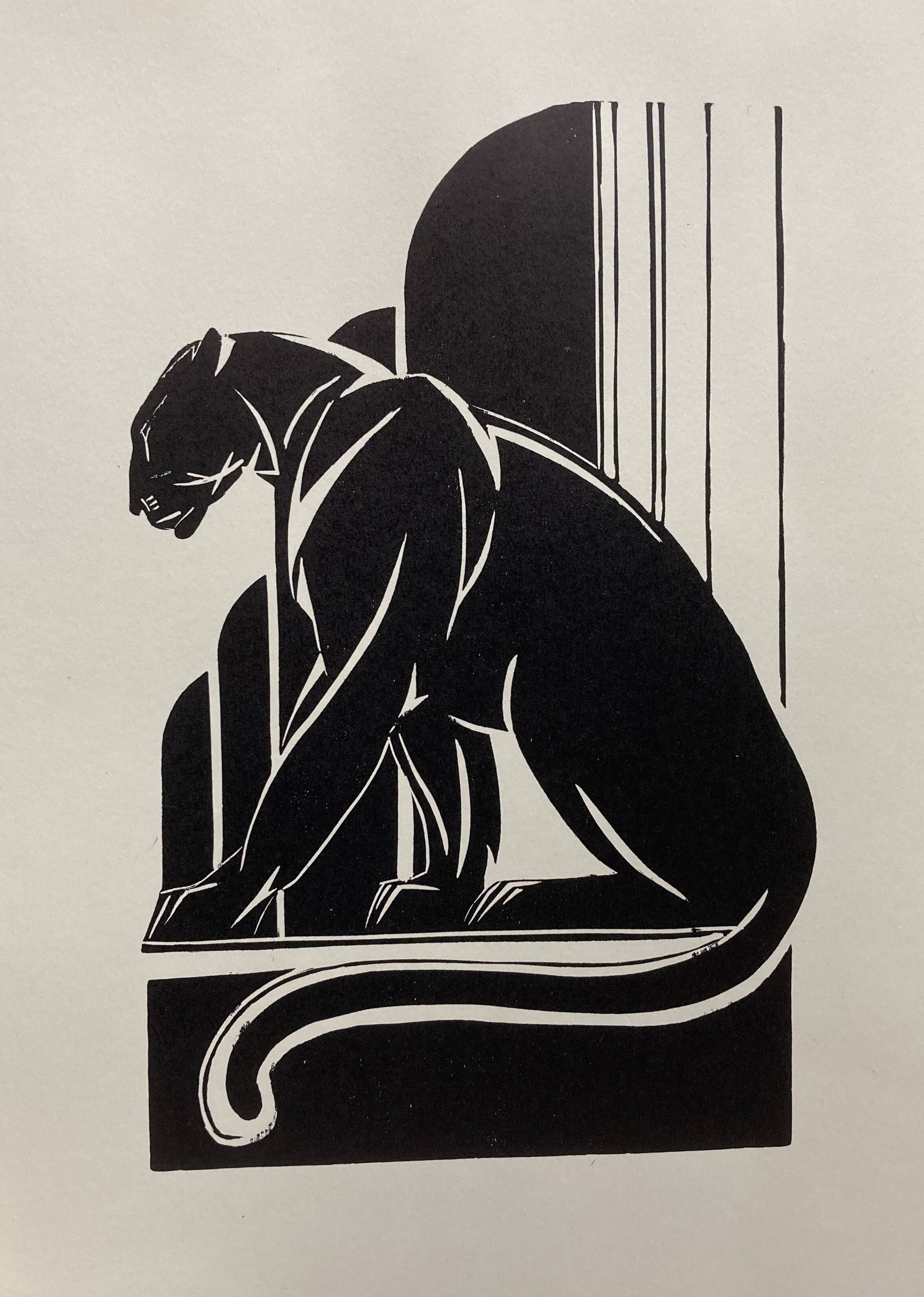 Linogravure art déco "panther"
