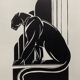 Linogravure art déco "panther"