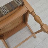 1970s, pair of Scandinavian armchairs, furniture wool, solid oak wood.