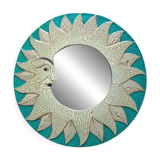 Miroir soleil en bois (jaune & vert)