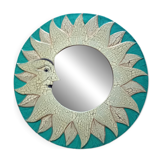 Wooden sun mirror (yellow & green)
