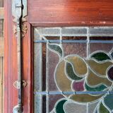 Portes de magasin fin XIXem, devanture de mercerie avec vitraux Art Nouveau