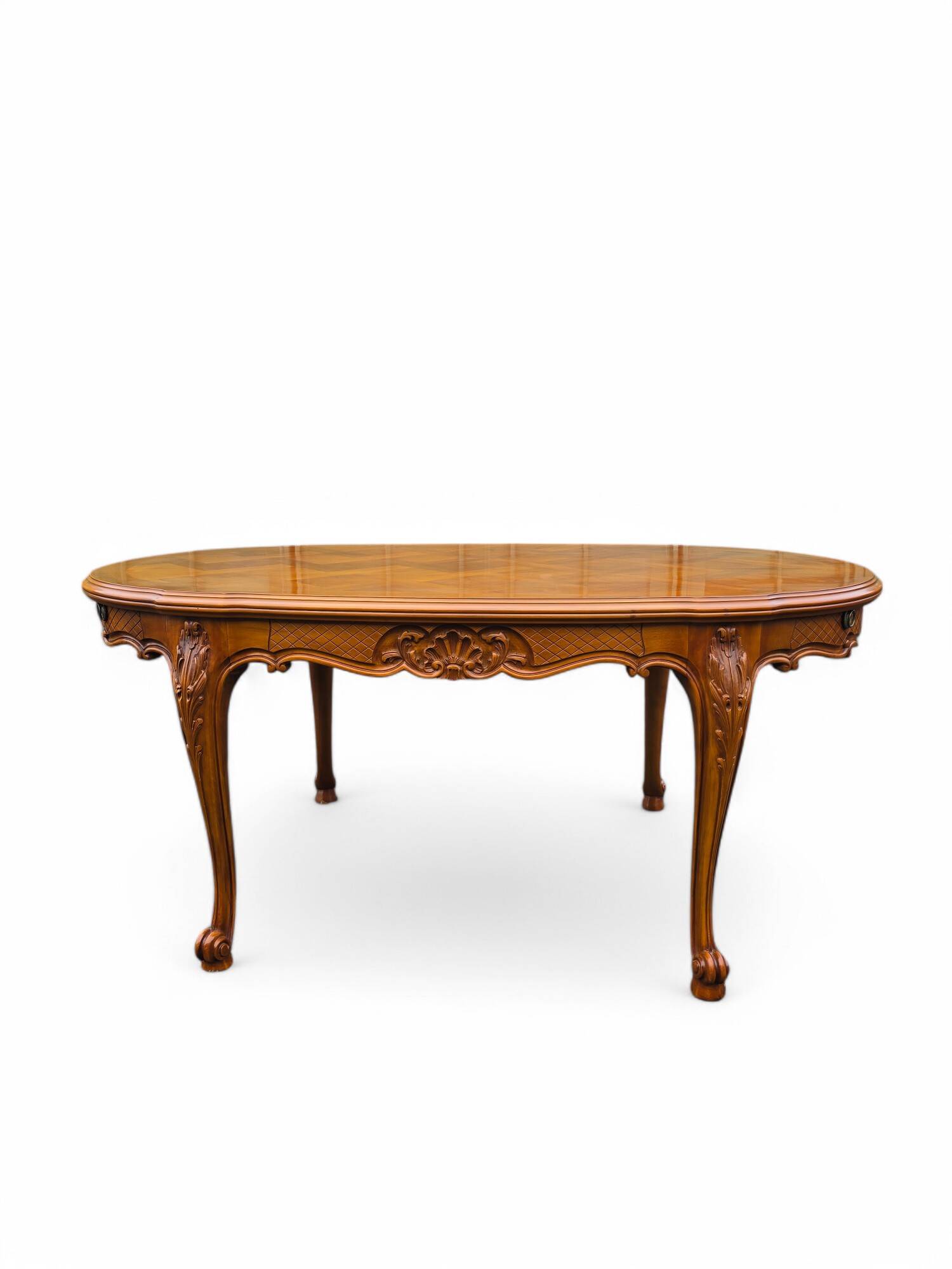 Louis XV style cherry wood table with extensions